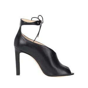 Jimmy Choo Sayra 100 Peep-Toe Leather Booties – Black – Size 39.5 / US 9.5 – NIB